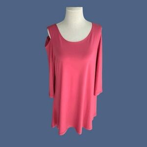NWT Red Coral Tunic Blouse Size Large Color Coral Cold Shoulder